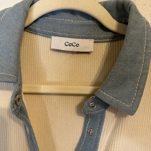 CeCe Rib Denim Trim Midi Shirtdress Size S - Picture 5 of 6
